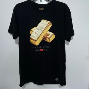 Hasta Muerte Men's Black Gold Bar Hustle Daily Short Sleeve T-Shirt Size Large